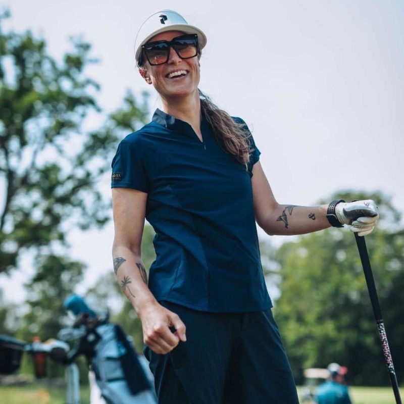 Ida Women's Navy Blue Mesh Golf Pique | XXS-3XXL