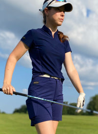 Ida Women's Navy Blue Mesh Golf Pique | XXS-3XXL
