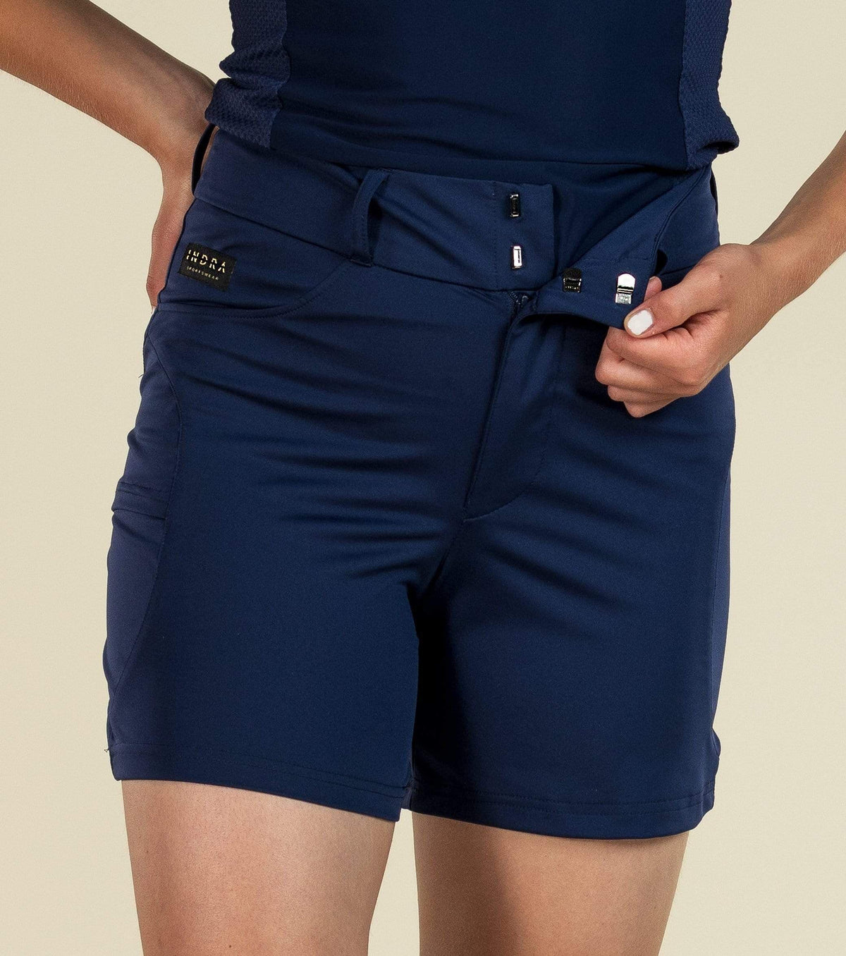 Sustainable golf shorts ladies navy blue