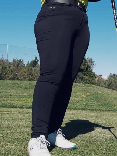 Isette Damen Golfhose Schwarz Hoch tailliert und dehnbar